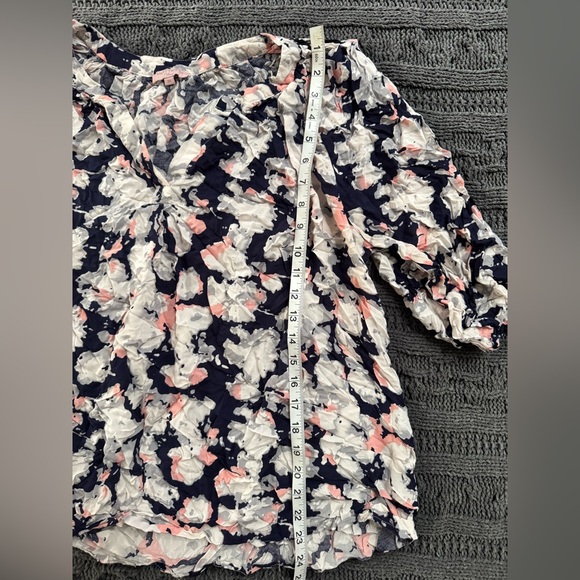 Women's Navy Floral Blouse 3X, Plus Size, Saint Tropez West - Picture 5 of 9